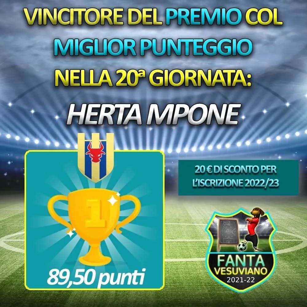 I Edizione FantaSUM miglior-punteggio-20-giornata