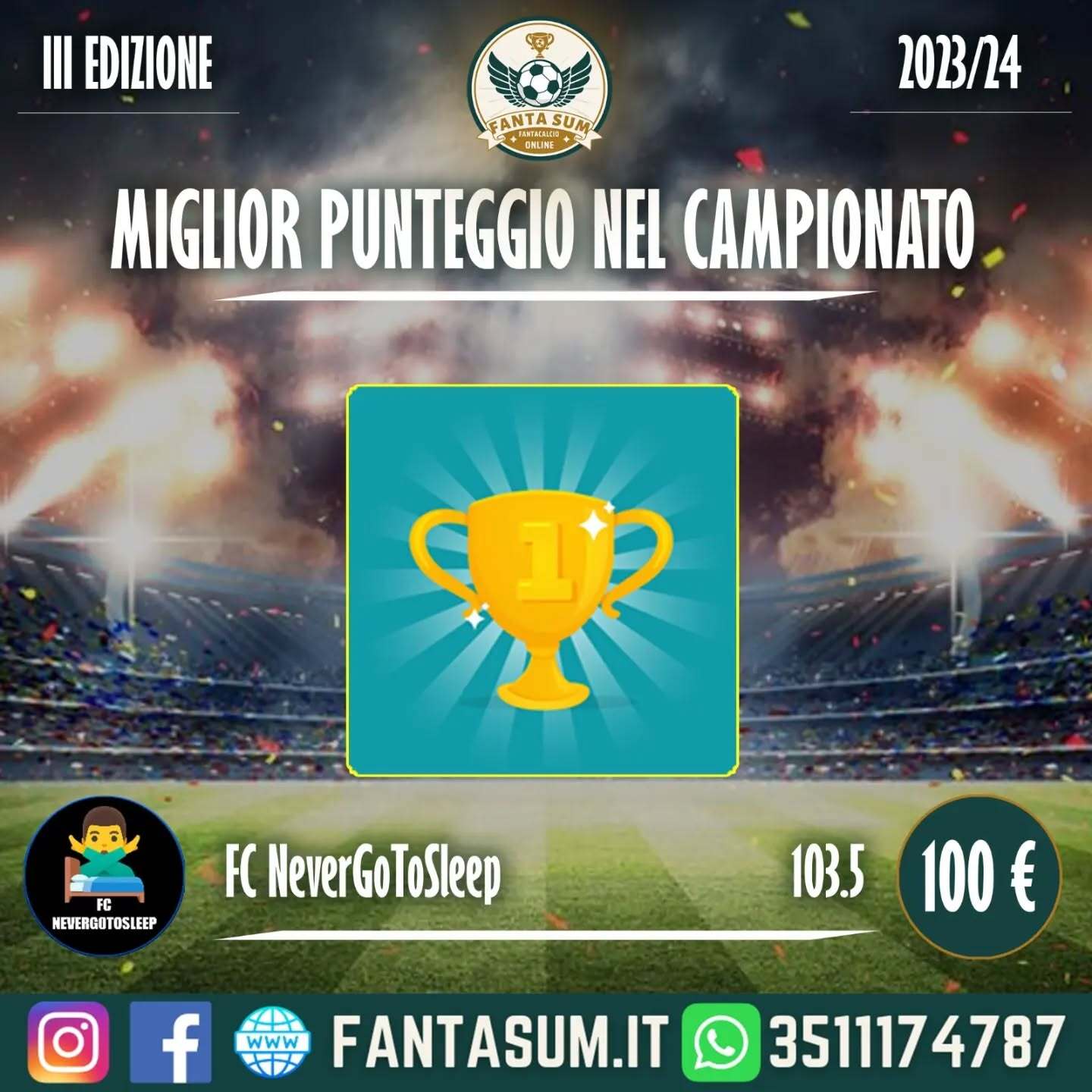 III Edizione FantaSUM miglior punteggio nel campionato