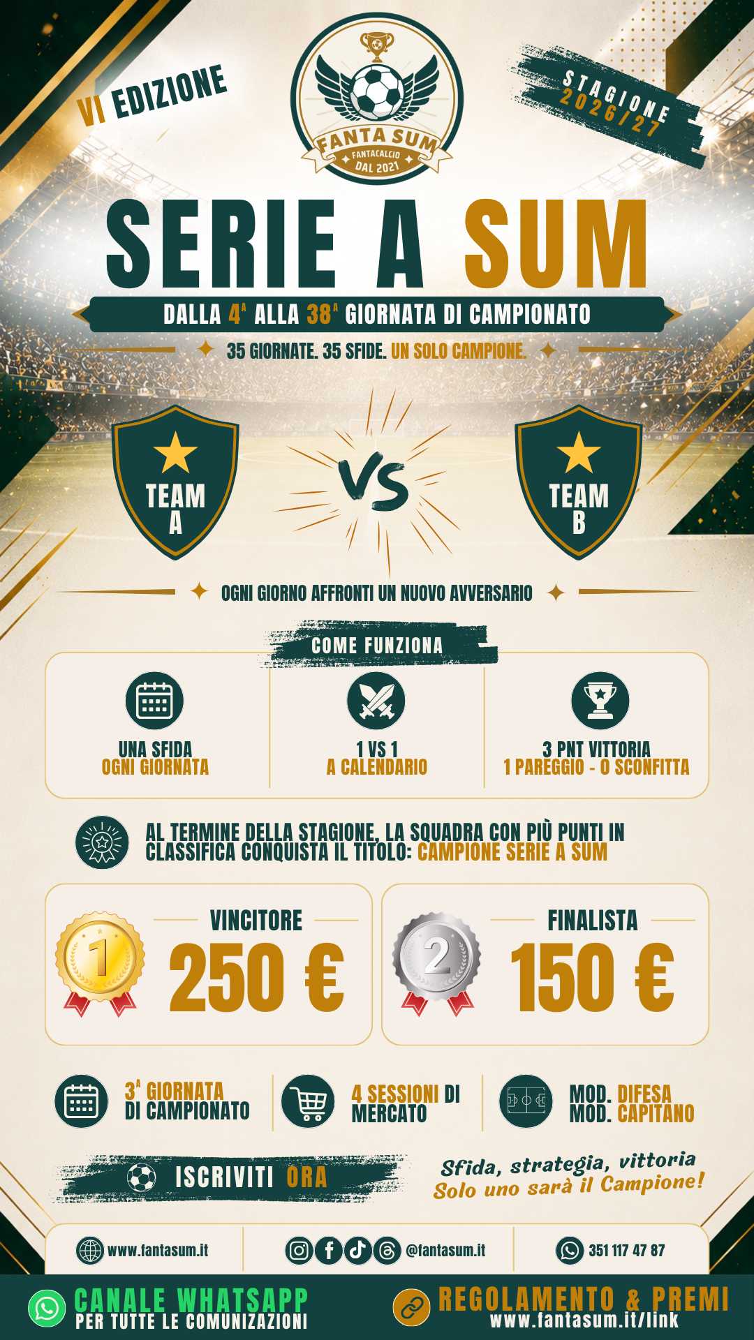 Premi Serie A SUM 6 Edizione 2026-27