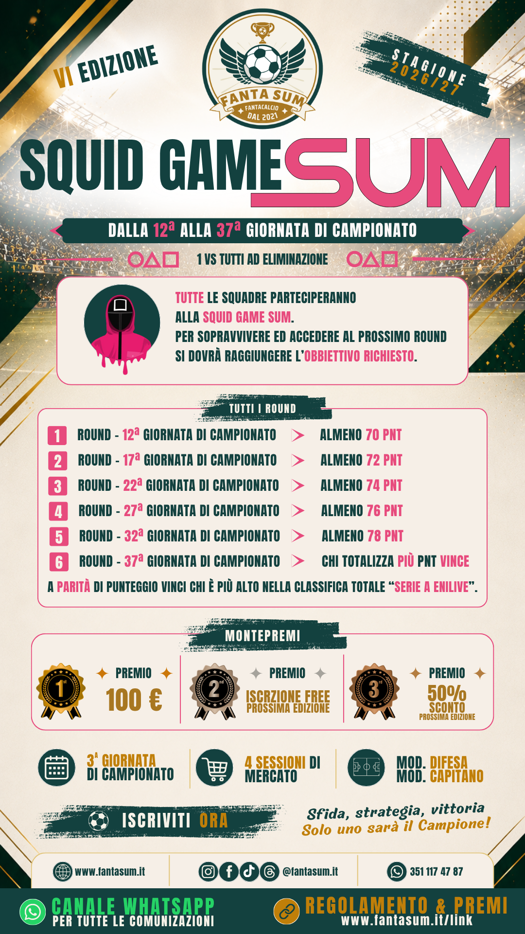 Premi SquidGameSUM FantaSUM 6 Edizione 2026-27